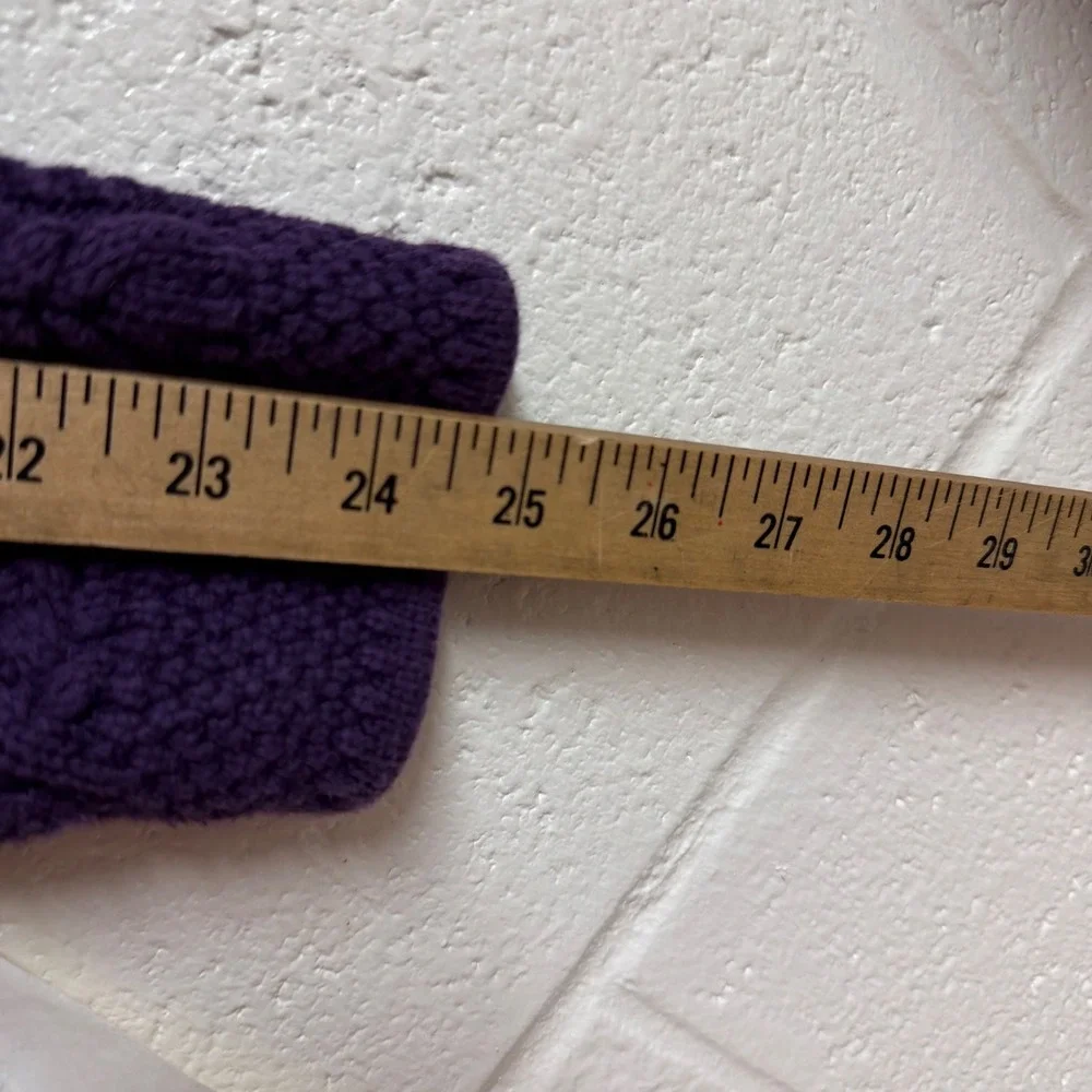 LL Bean Womens 3X Purple‎ Crochet Cable Chunky Knit Button Cardigan Sweater Ivy - Picture 6 of 8